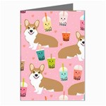 Corgi Bubble Boba Tea Pink Pattern Greeting Cards (Pkg of 8)