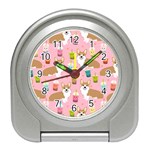 Corgi Bubble Boba Tea Pink Pattern Travel Alarm Clock