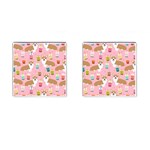 Corgi Bubble Boba Tea Pink Pattern Cufflinks (Square)