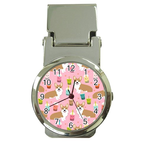 Corgi Bubble Boba Tea Pink Pattern Money Clip Watches from ArtsNow.com Front