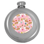 Corgi Bubble Boba Tea Pink Pattern Round Hip Flask (5 oz)