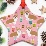 Corgi Bubble Boba Tea Pink Pattern Star Ornament (Two Sides)