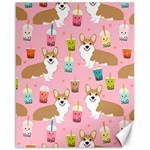 Corgi Bubble Boba Tea Pink Pattern Canvas 16  x 20 