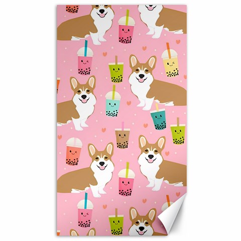 Corgi Bubble Boba Tea Pink Pattern Canvas 40  x 72  from ArtsNow.com 39.28 x69.23  Canvas - 1