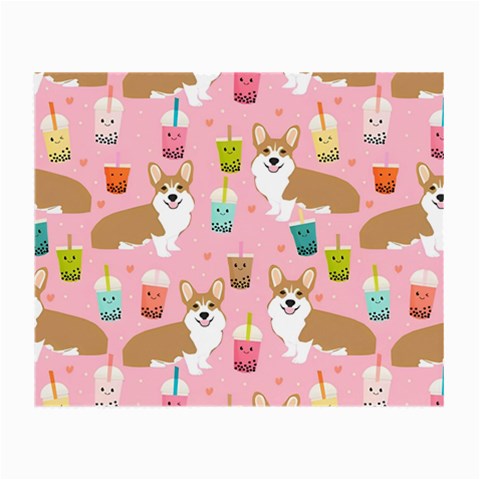 Corgi Bubble Boba Tea Pink Pattern Small Glasses Cloth (2 Sides) from ArtsNow.com Front