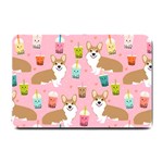 Corgi Bubble Boba Tea Pink Pattern Small Doormat