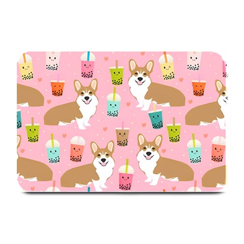 Corgi Bubble Boba Tea Pink Pattern Plate Mats from ArtsNow.com 18 x12  Plate Mat