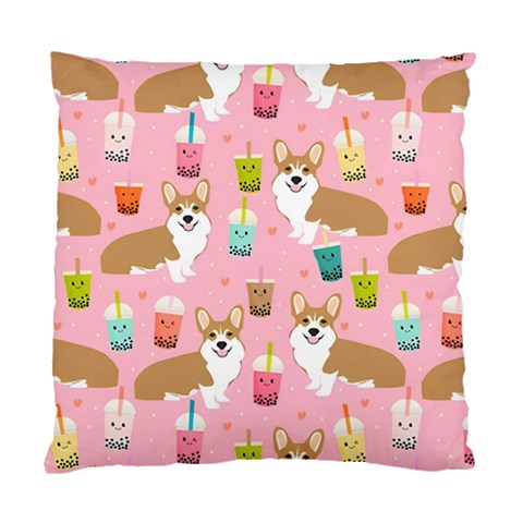 Corgi Bubble Boba Tea Pink Pattern Standard Cushion Case (Two Sides) from ArtsNow.com Front