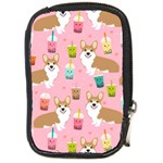 Corgi Bubble Boba Tea Pink Pattern Compact Camera Leather Case