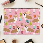 Corgi Bubble Boba Tea Pink Pattern Cosmetic Bag (XL)