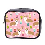 Corgi Bubble Boba Tea Pink Pattern Mini Toiletries Bag (Two Sides)