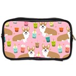 Corgi Bubble Boba Tea Pink Pattern Toiletries Bag (Two Sides)