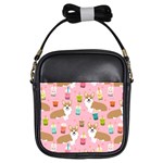 Corgi Bubble Boba Tea Pink Pattern Girls Sling Bag