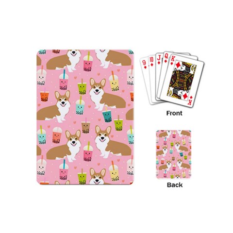 Corgi Bubble Boba Tea Pink Pattern Playing Cards Single Design (Mini) from ArtsNow.com Back