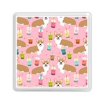 Corgi Bubble Boba Tea Pink Pattern Memory Card Reader (Square)