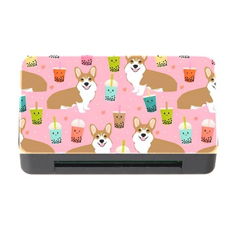 Corgi Bubble Boba Tea Pink Pattern Memory Card Reader with CF from ArtsNow.com Front