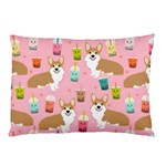 Corgi Bubble Boba Tea Pink Pattern Pillow Case (Two Sides)