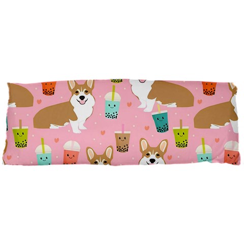 Corgi Bubble Boba Tea Pink Pattern 15 x40  Body Pillow Case Dakimakura (Two Sides) from ArtsNow.com Front