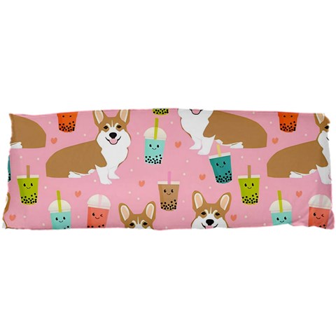 Corgi Bubble Boba Tea Pink Pattern 25 x67  Body Pillow Case Dakimakura (Two Sides) from ArtsNow.com Front