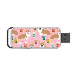 Corgi Bubble Boba Tea Pink Pattern Portable USB Flash (Two Sides) from ArtsNow.com Back