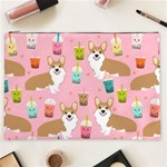 Corgi Bubble Boba Tea Pink Pattern Cosmetic Bag (XXL)