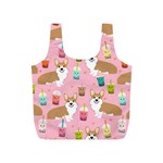 Corgi Bubble Boba Tea Pink Pattern Full Print Recycle Bag (S)