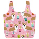 Corgi Bubble Boba Tea Pink Pattern Full Print Recycle Bag (XL)