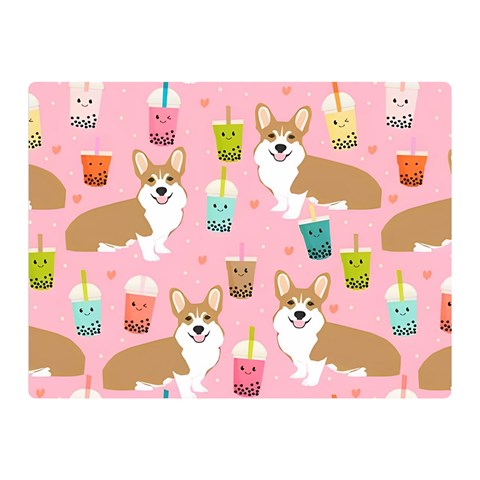 Corgi Bubble Boba Tea Pink Pattern Two Sides Premium Plush Fleece Blanket (Mini) from ArtsNow.com 35 x27  Blanket Front