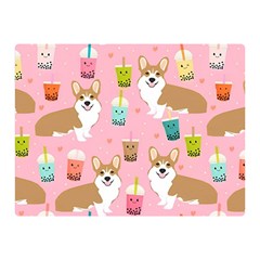 Corgi Bubble Boba Tea Pink Pattern Two Sides Premium Plush Fleece Blanket (Mini) from ArtsNow.com 35 x27  Blanket Front