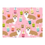 Corgi Bubble Boba Tea Pink Pattern Two Sides Premium Plush Fleece Blanket (Mini)