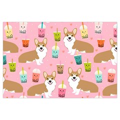 Corgi Bubble Boba Tea Pink Pattern 16 x24  Lumbar Throw Cushion Case (Two Sides) from ArtsNow.com Front