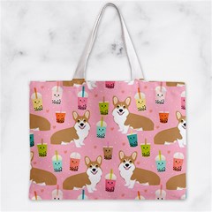 Corgi Bubble Boba Tea Pink Pattern Zipper Mini Tote Bag from ArtsNow.com Front