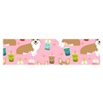 Corgi Bubble Boba Tea Pink Pattern Oblong Satin Scarf (16  x 60 )