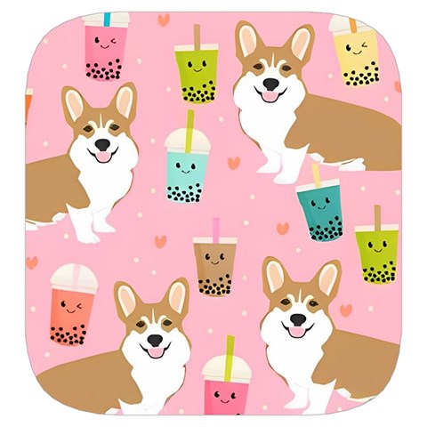 Corgi Bubble Boba Tea Pink Pattern Toiletries Pouch from ArtsNow.com Side Right