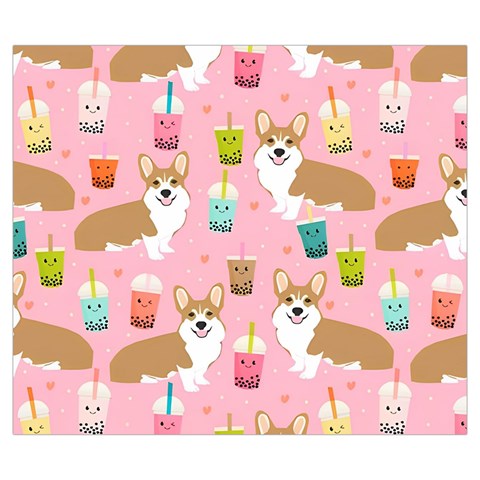 Corgi Bubble Boba Tea Pink Pattern Zipper Large Tote Bag from ArtsNow.com Front