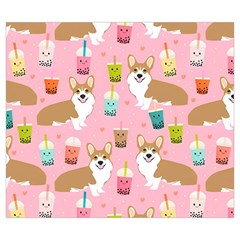 Corgi Bubble Boba Tea Pink Pattern Zipper Large Tote Bag from ArtsNow.com Front