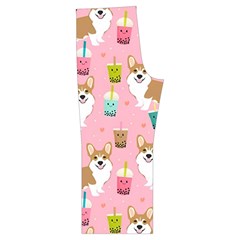 Corgi Bubble Boba Tea Pink Pattern Spaghetti Top Long Pants Satin Pajamas Set from ArtsNow.com Back Bottom Left