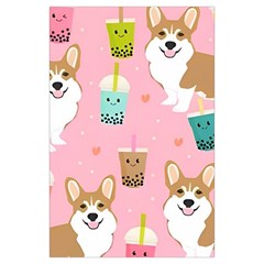 Corgi Bubble Boba Tea Pink Pattern Spaghetti Top Long Pants Satin Pajamas Set from ArtsNow.com Pocket