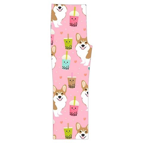 Corgi Bubble Boba Tea Pink Pattern Short Sleeve Long Pants Satin Pajamas Set from ArtsNow.com Front Bottom Right