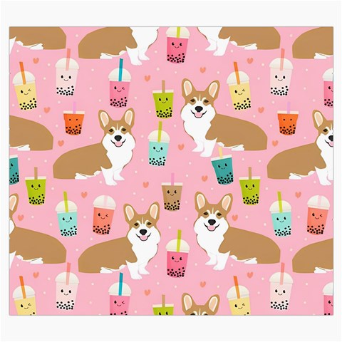 Corgi Bubble Boba Tea Pink Pattern Roll Up Canvas Pencil Holder (S) from ArtsNow.com Front