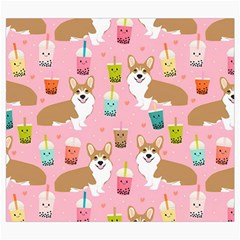 Corgi Bubble Boba Tea Pink Pattern Roll Up Canvas Pencil Holder (S) from ArtsNow.com Front