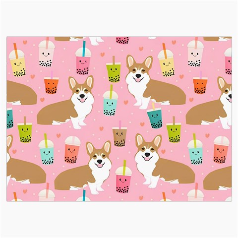 Corgi Bubble Boba Tea Pink Pattern Roll Up Canvas Pencil Holder (L) from ArtsNow.com Front