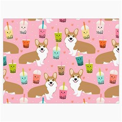 Corgi Bubble Boba Tea Pink Pattern Roll Up Canvas Pencil Holder (L) from ArtsNow.com Front