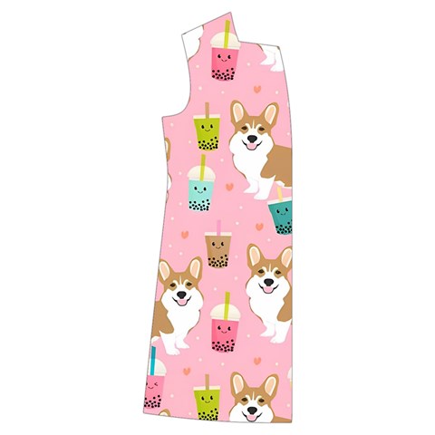 Corgi Bubble Boba Tea Pink Pattern Kids  Long Sleeve Velvet Lounge Robe from ArtsNow.com Front Right