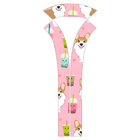 Corgi Bubble Boba Tea Pink Pattern Kids  Long Sleeve Velvet Lounge Robe from ArtsNow.com Collar Inside