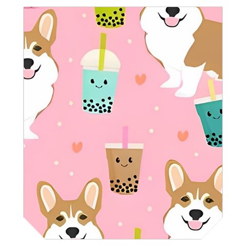 Corgi Bubble Boba Tea Pink Pattern Kids  Long Sleeve Velvet Lounge Robe from ArtsNow.com Pocket Right