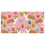 Corgi Bubble Boba Tea Pink Pattern Banner and Sign 4  x 2 