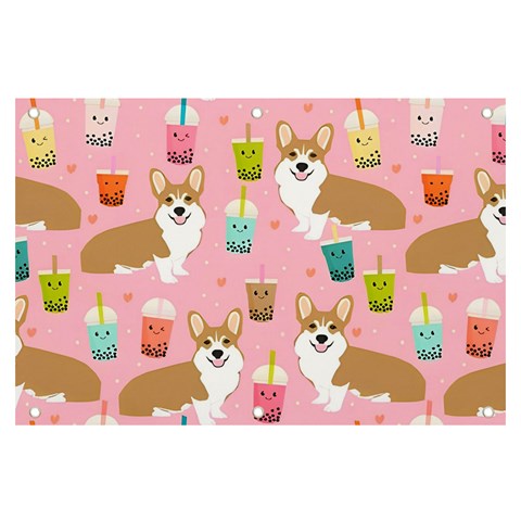 Corgi Bubble Boba Tea Pink Pattern Banner and Sign 6  x 4  from ArtsNow.com Front