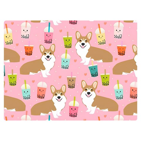 Corgi Bubble Boba Tea Pink Pattern Premium Plush Fleece Blanket (Extra Small) from ArtsNow.com 40 x30  Blanket Front