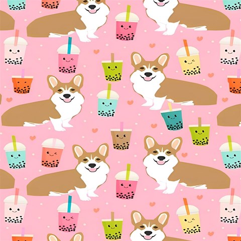 Corgi Bubble Boba Tea Pink Pattern 7  x 9  Hardcover Notebook from ArtsNow.com Back Cover